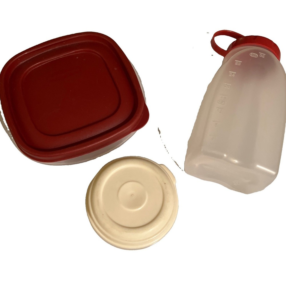 3 Vtg Rubbermaid Lot Easy Find 3 Cup Servin Saver Jug 1 Quart + 1 Cup Container